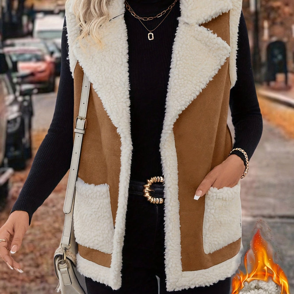 Cozy Warm Lapel Vest for Women – Soft Fabric for Layering and Casual Wear