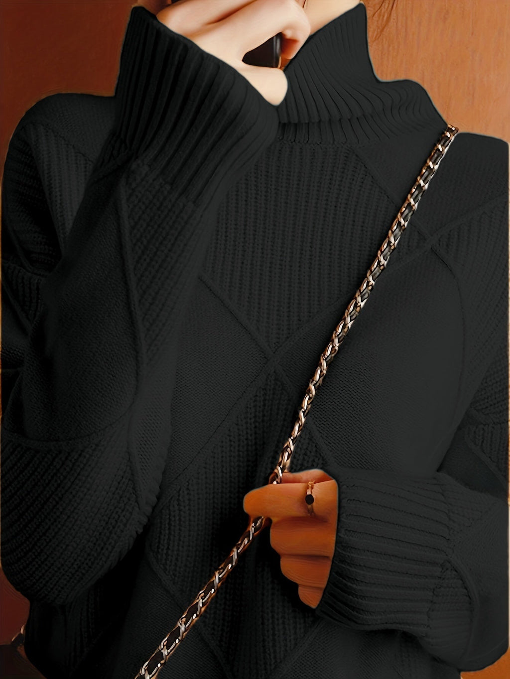Textured Turtleneck Sweater | Knit Fabric | Casual Wear | Women's Apparel