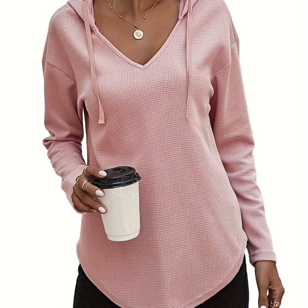 V-Neck Relaxed Hoodie for Women | Soft Cotton Blend Casualwear