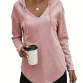 V-Neck Relaxed Hoodie for Women | Soft Cotton Blend Casualwear