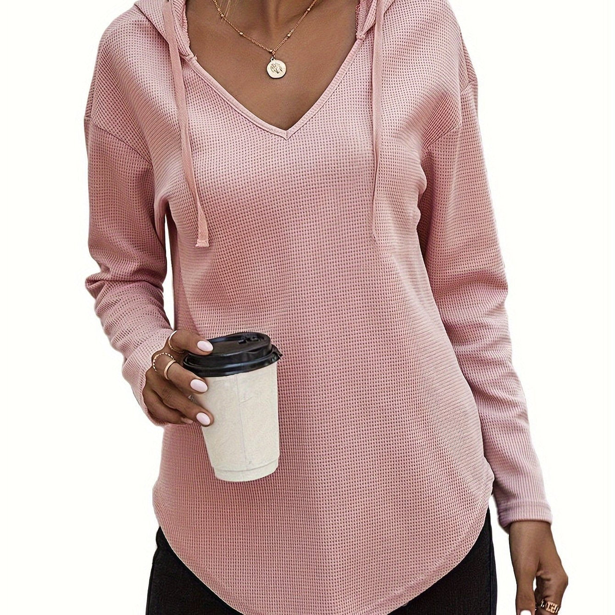 V-Neck Relaxed Hoodie for Women | Soft Cotton Blend Casualwear