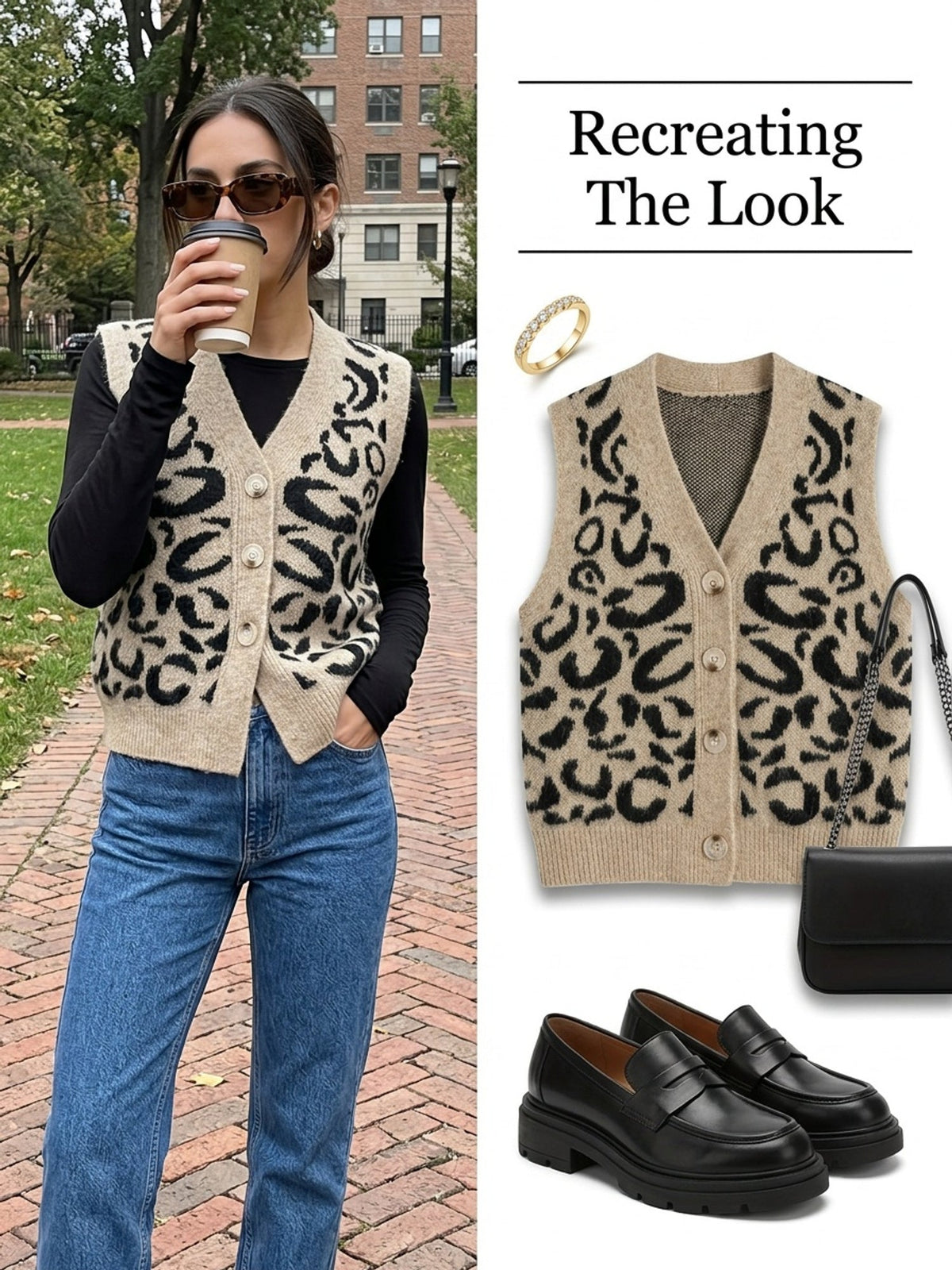 Patterned Button-Front Vest | Lightweight Fabric | Casual Wear