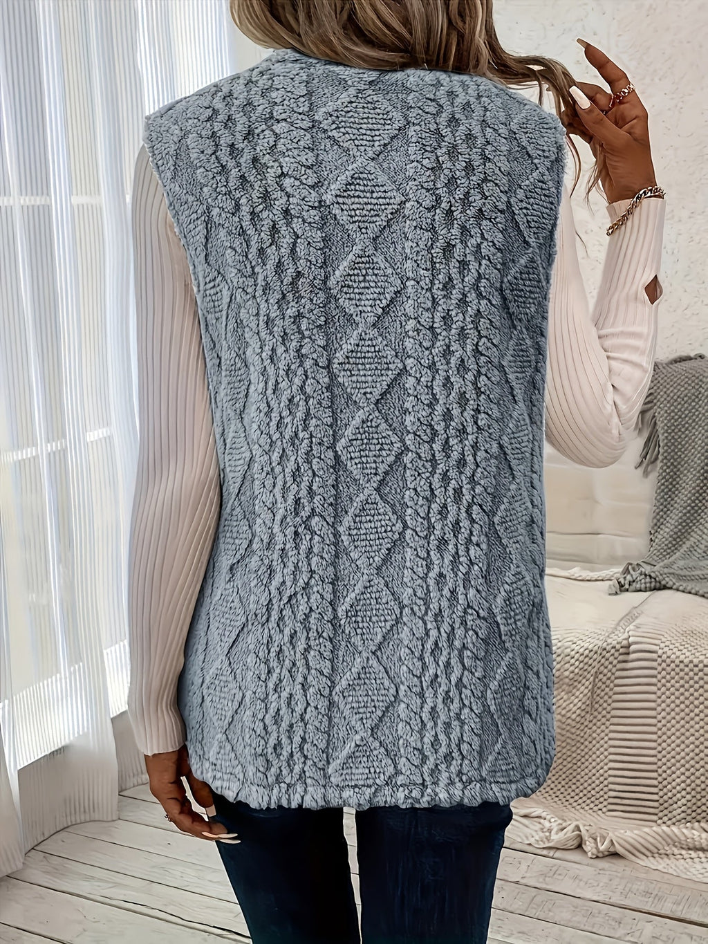 Cozy Textured Sleeveless Vest for Women - Casual Layering Piece