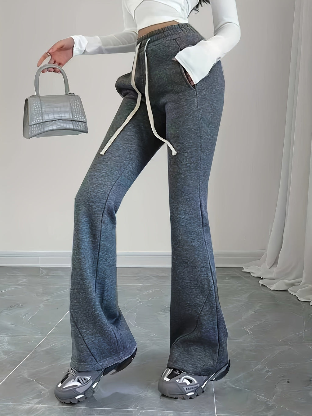 High-Waist Flared Lounge Pants | Soft Fabric | Casual Wear