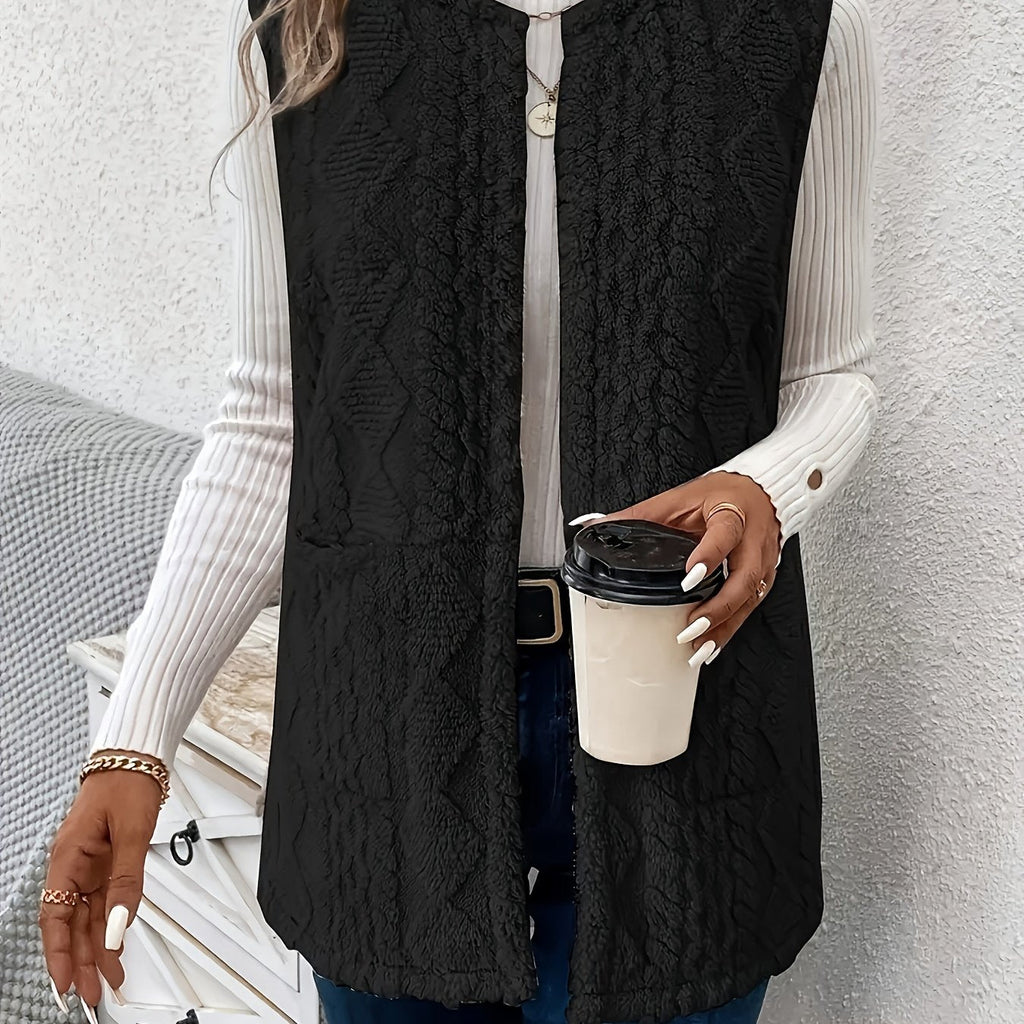 Cozy Textured Sleeveless Vest for Women - Casual Layering Piece