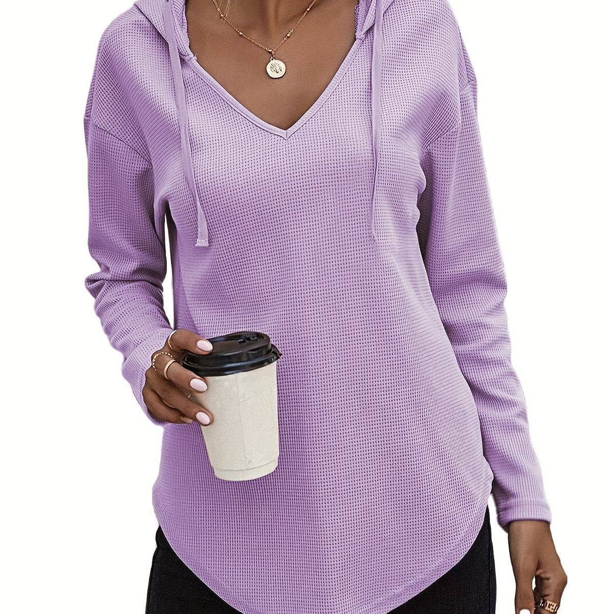 V-Neck Relaxed Hoodie for Women | Soft Cotton Blend Casualwear