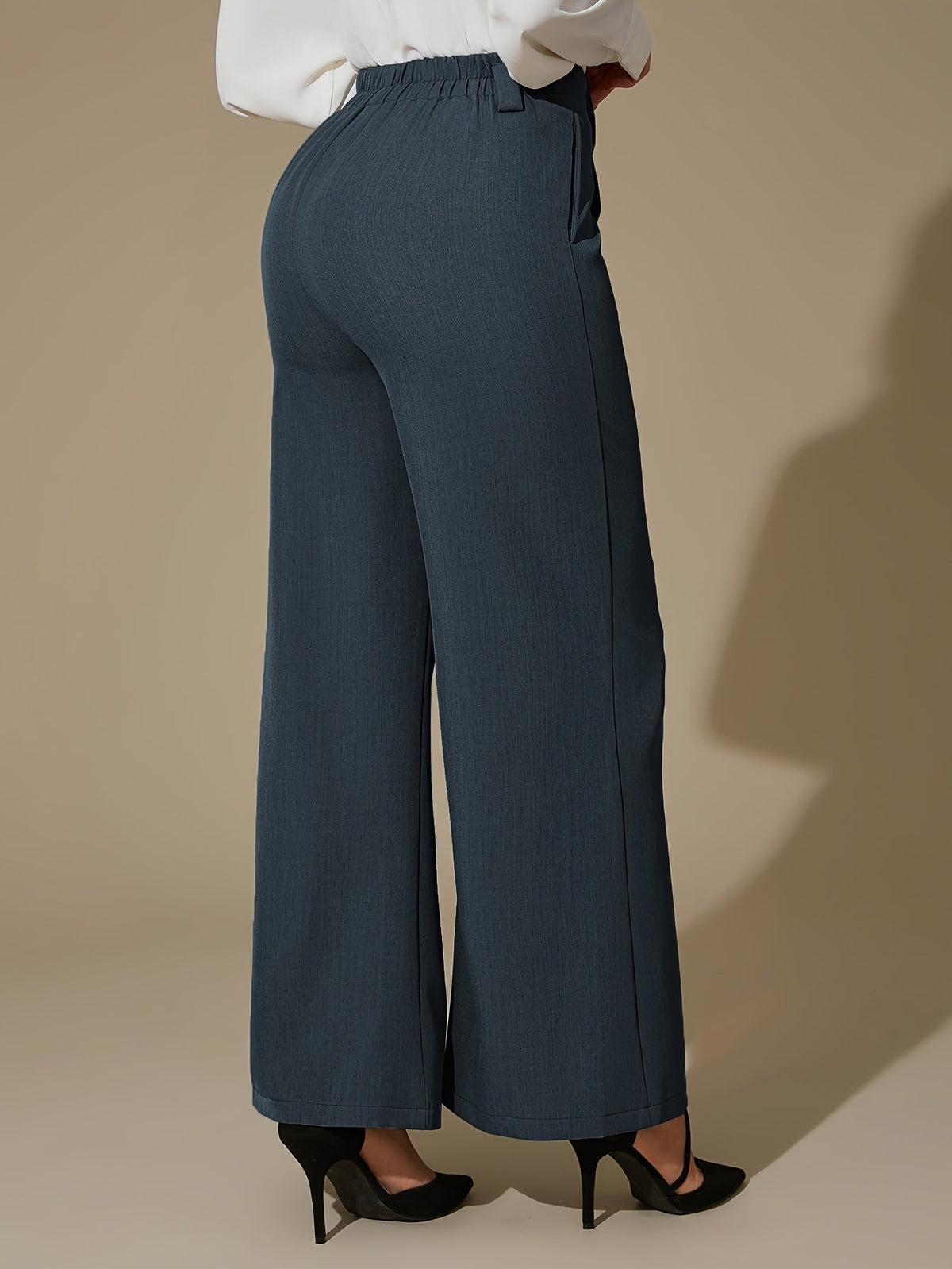 Wide-Leg Slit Trousers in Comfortable Fabric for Casual or Dressy Wear