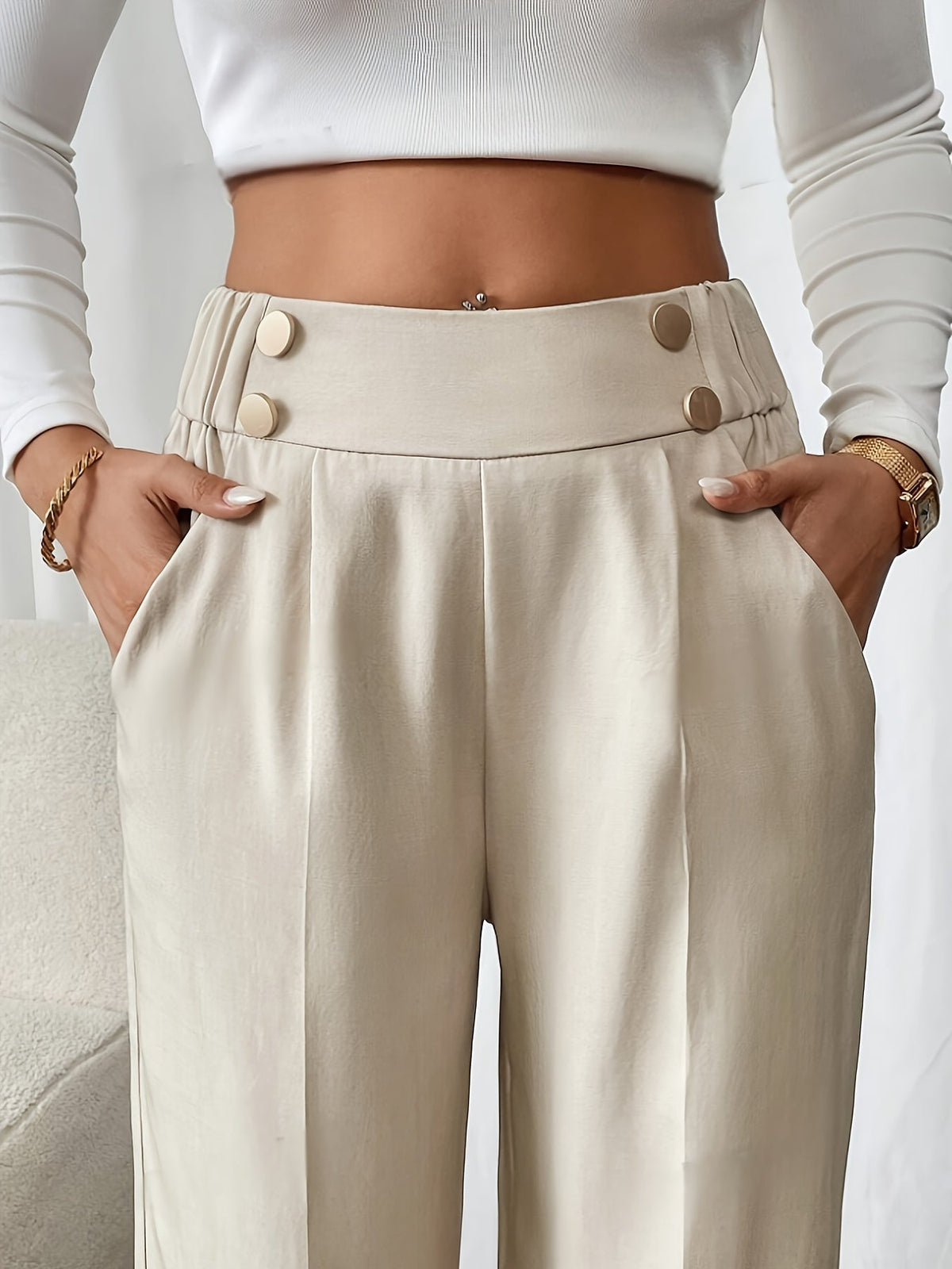 High-Waist Wide-Leg Trousers | Tailored Fit | Office/Everyday Wear