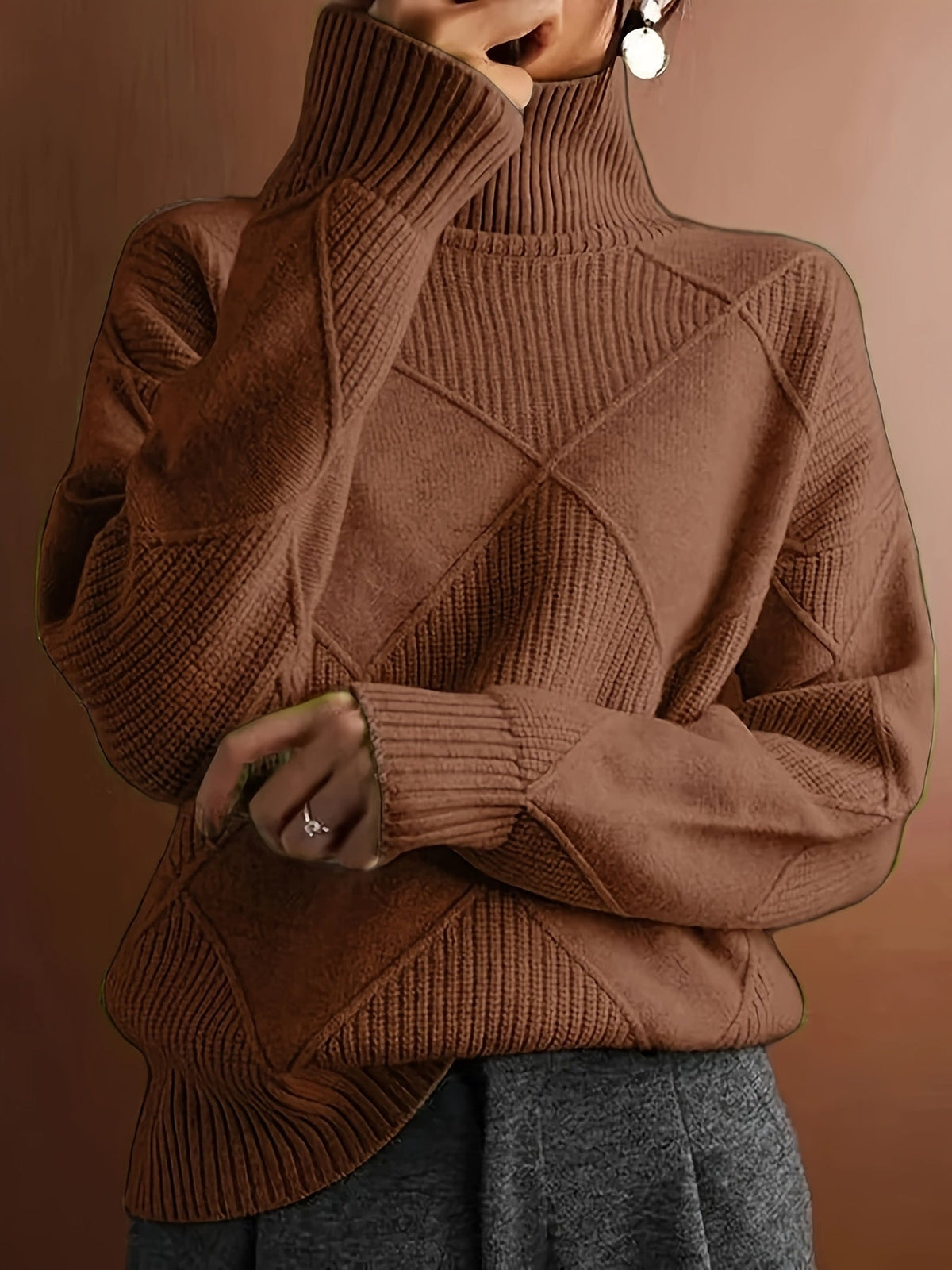 Textured Turtleneck Sweater | Knit Fabric | Casual Wear | Women's Apparel