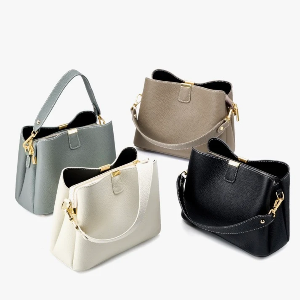 Leather Bucket Shoulder Bag – Everyday Handbag