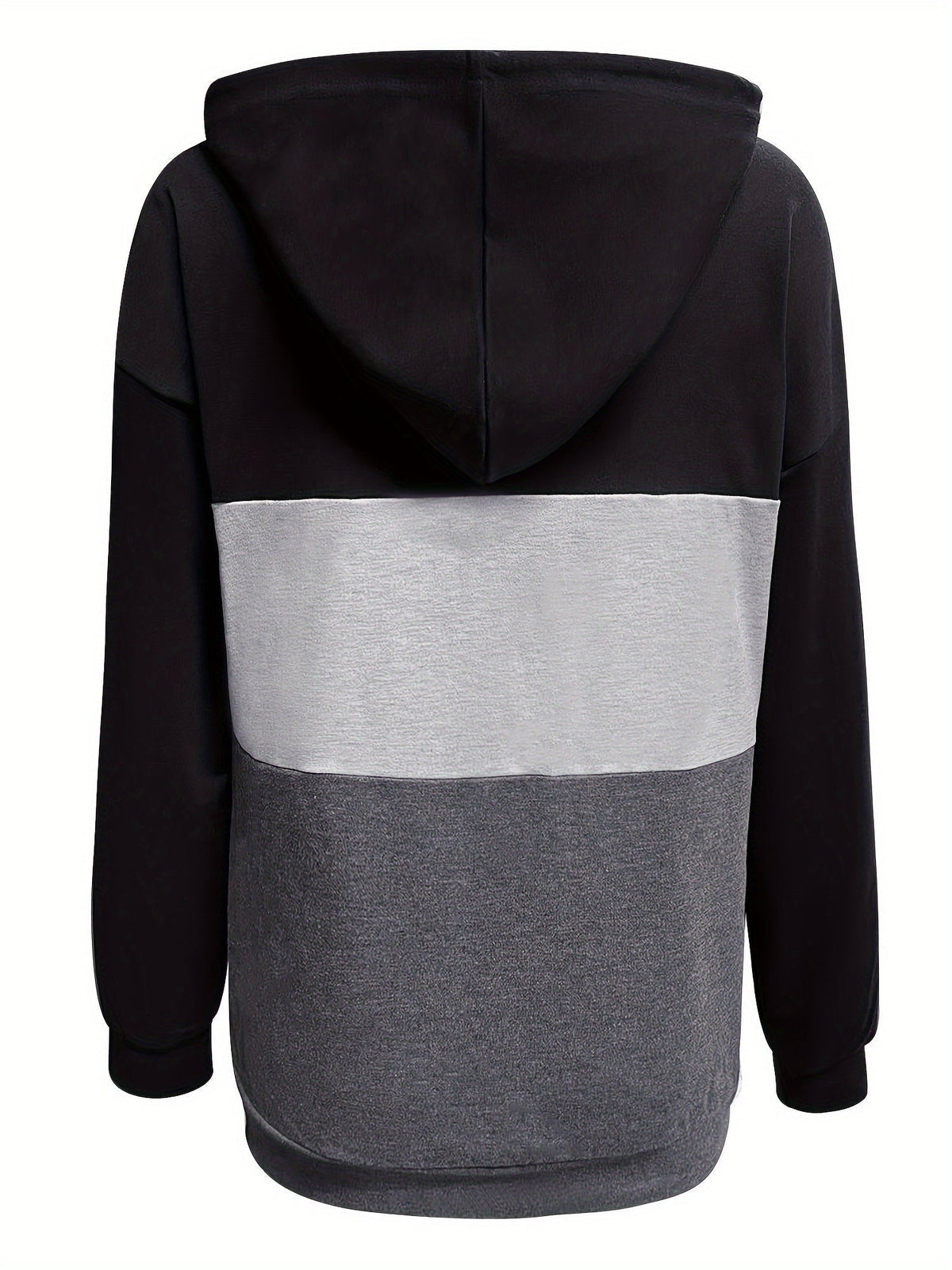 Color Block Button-Neck Hoodie | Cotton Blend | Casual Wear for Women