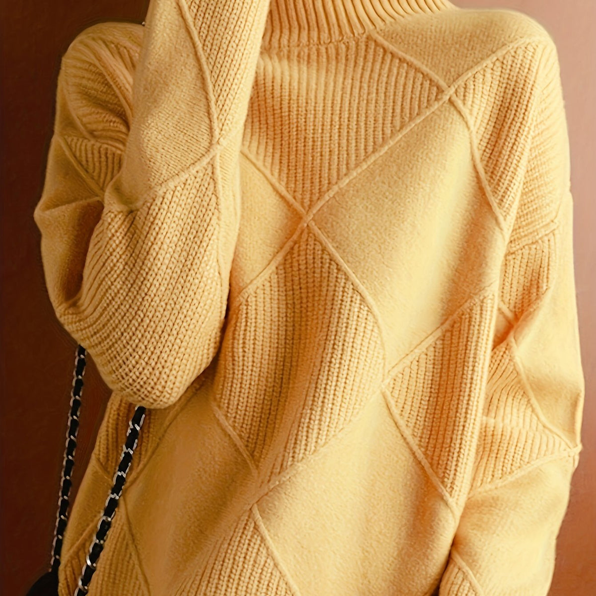 Textured Turtleneck Sweater | Knit Fabric | Casual Wear | Women's Apparel