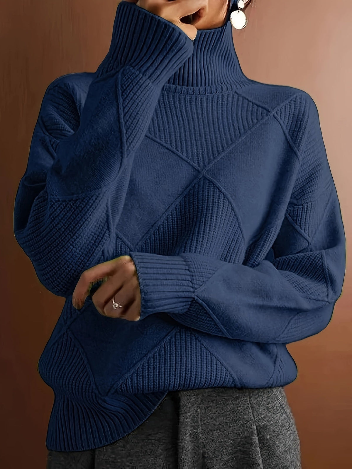 Textured Turtleneck Sweater | Knit Fabric | Casual Wear | Women's Apparel
