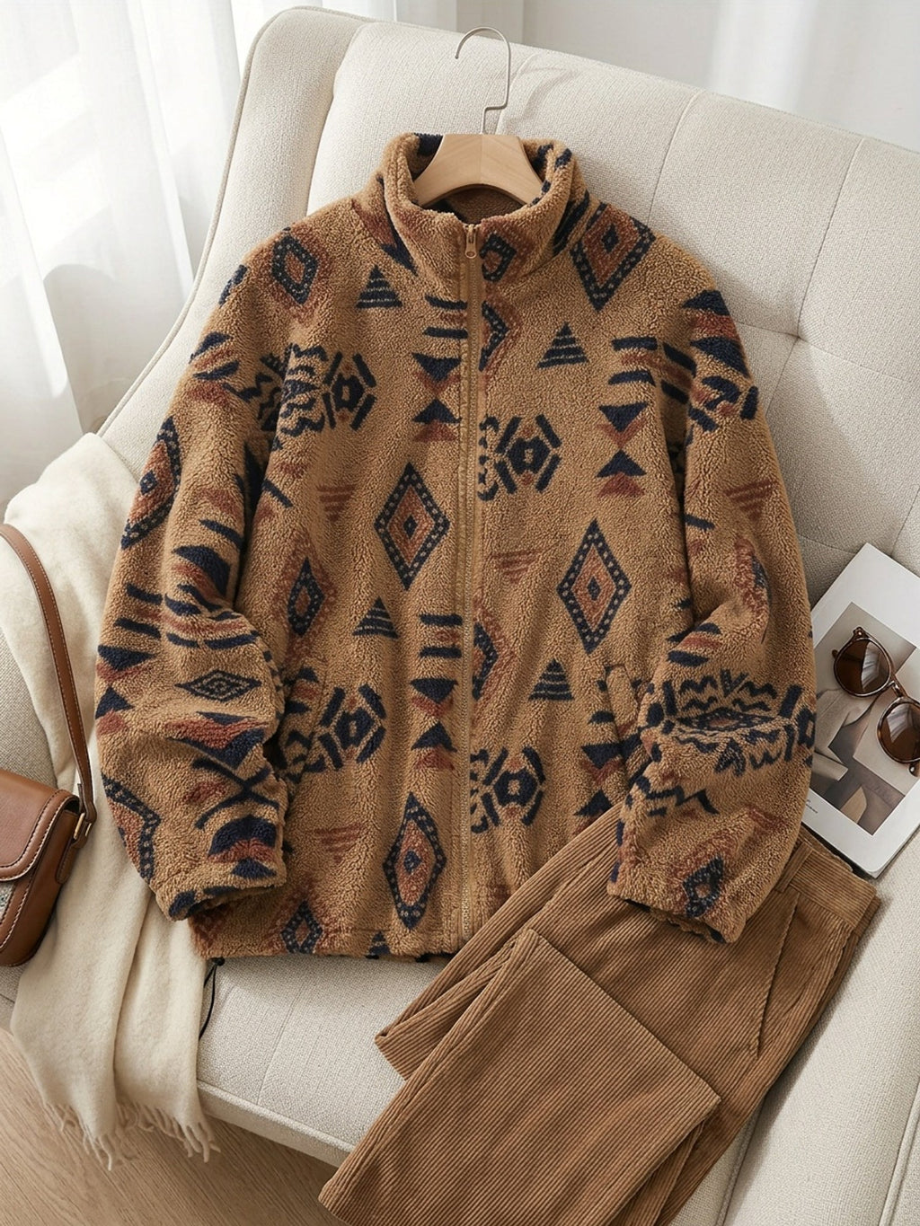 Patterned Zip-Up Jacket for Women | Lightweight, Casual Outerwear