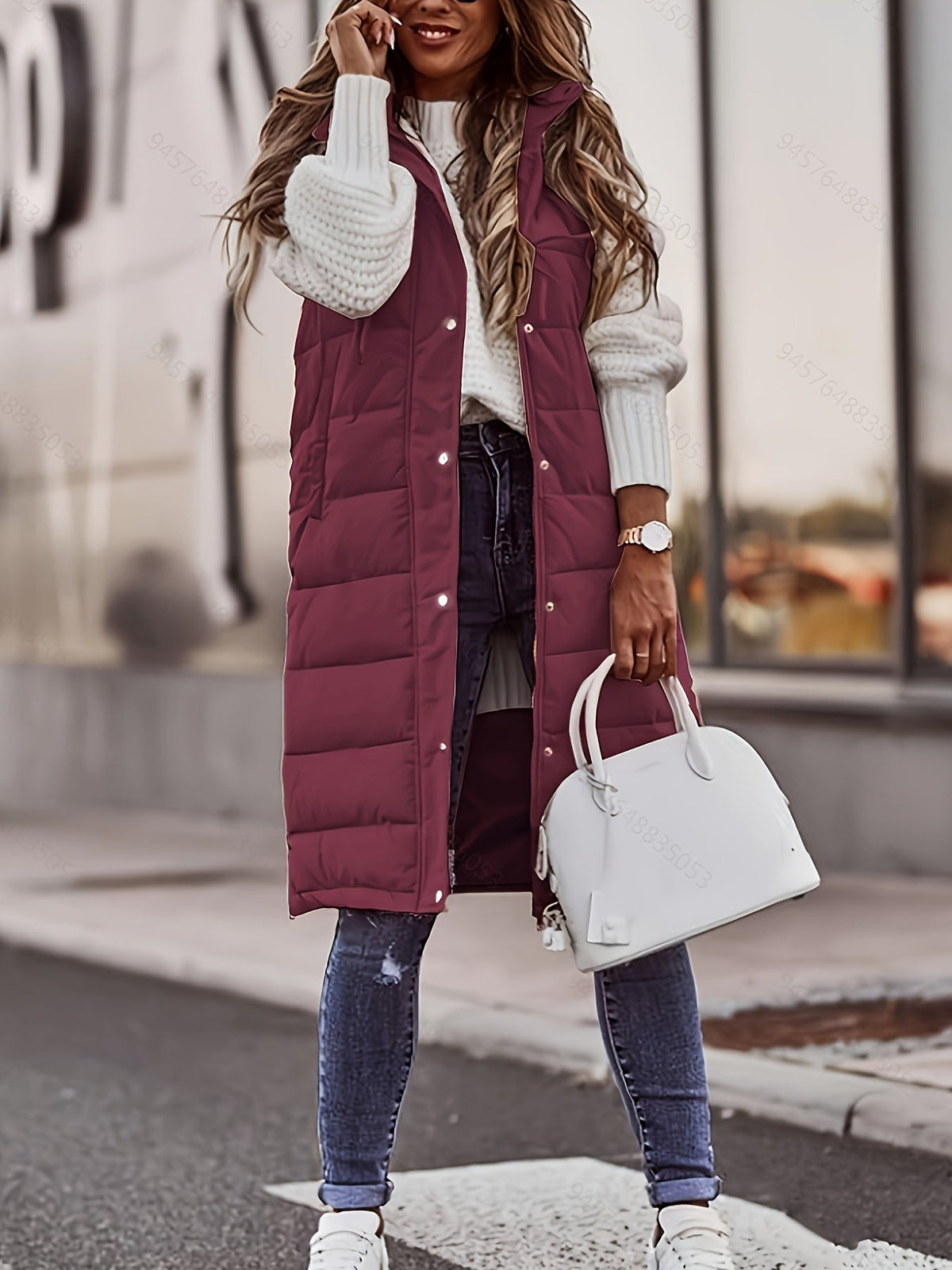 Longline Hooded Padded Vest for Women - Warm Insulated Outerwear