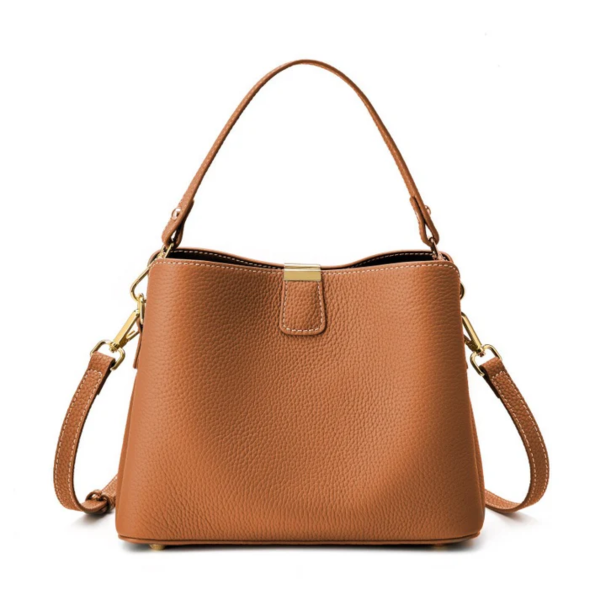 Leather Bucket Shoulder Bag – Everyday Handbag