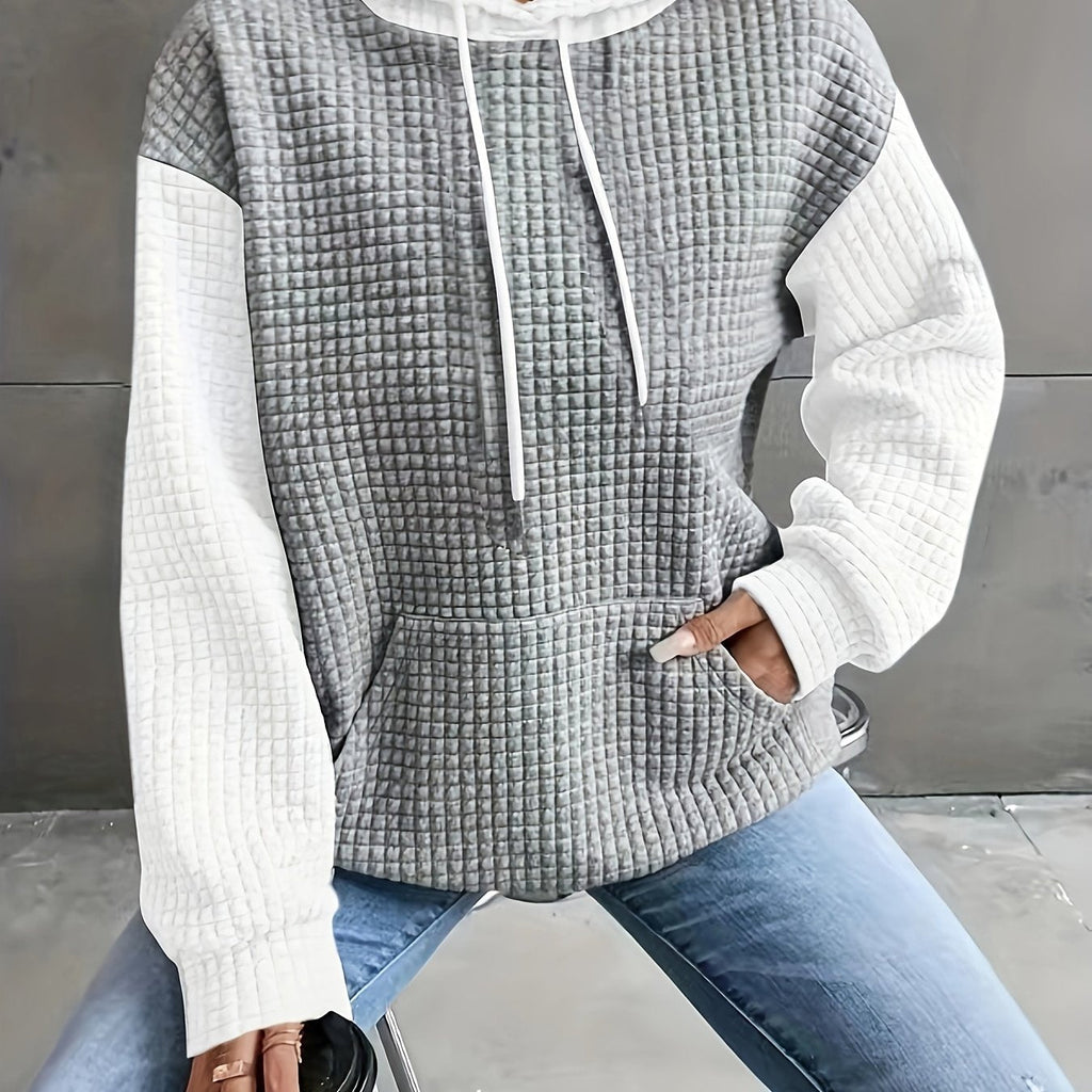 Cozy Waffle-Texture Hoodie for Women | Casual Wear Pullover