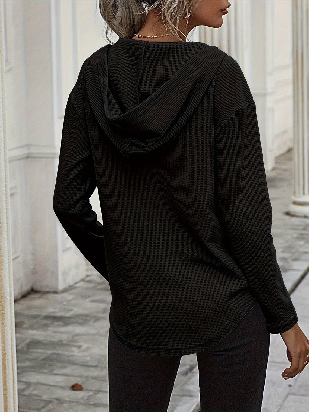 V-Neck Relaxed Hoodie for Women | Soft Cotton Blend Casualwear