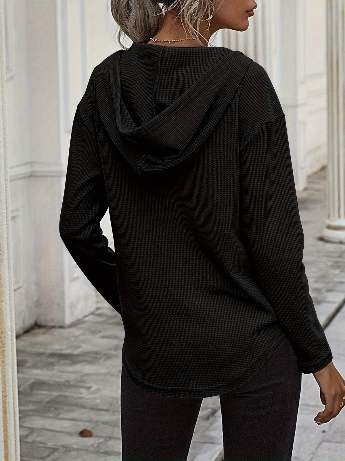 V-Neck Relaxed Hoodie for Women | Soft Cotton Blend Casualwear