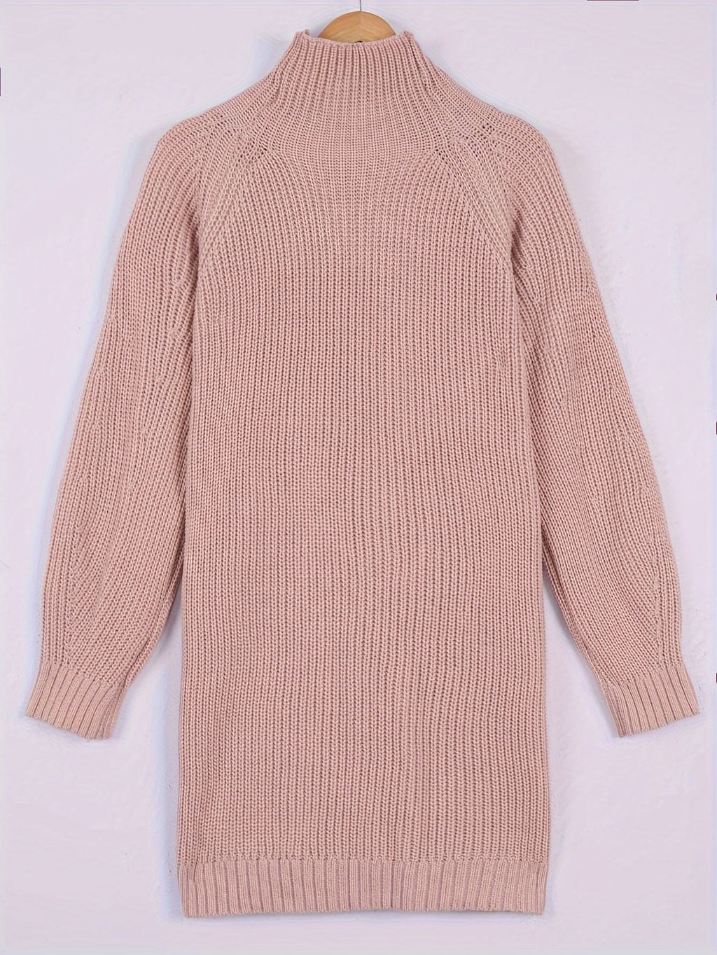 Relaxed Half-Turtleneck Sweater Dress in Soft Knit for Casual Wear