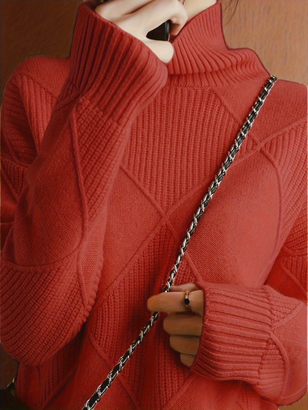 Textured Turtleneck Sweater | Knit Fabric | Casual Wear | Women's Apparel