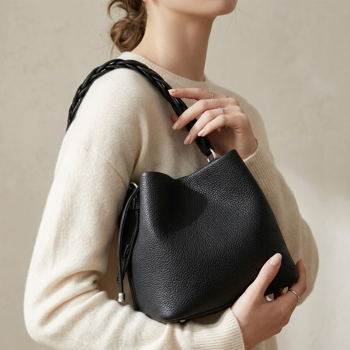 Leather Bucket Clutch Bag – Evening & Occasion Bag