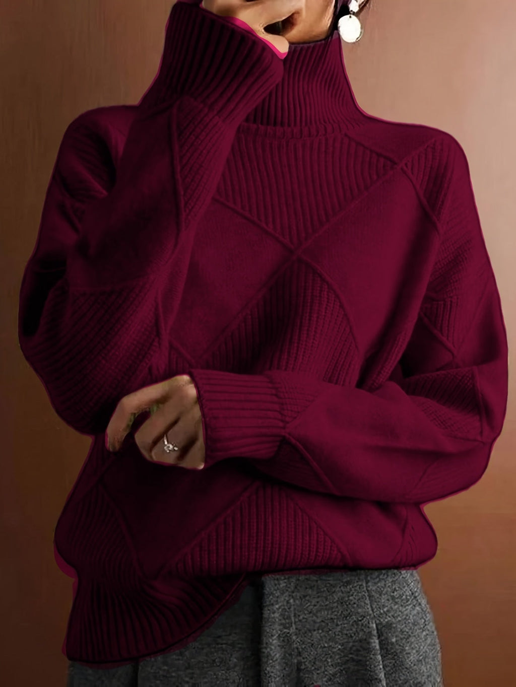 Textured Turtleneck Sweater | Knit Fabric | Casual Wear | Women's Apparel