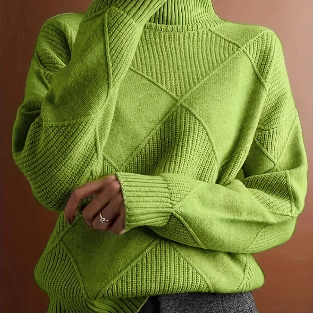 Textured Turtleneck Sweater | Knit Fabric | Casual Wear | Women's Apparel
