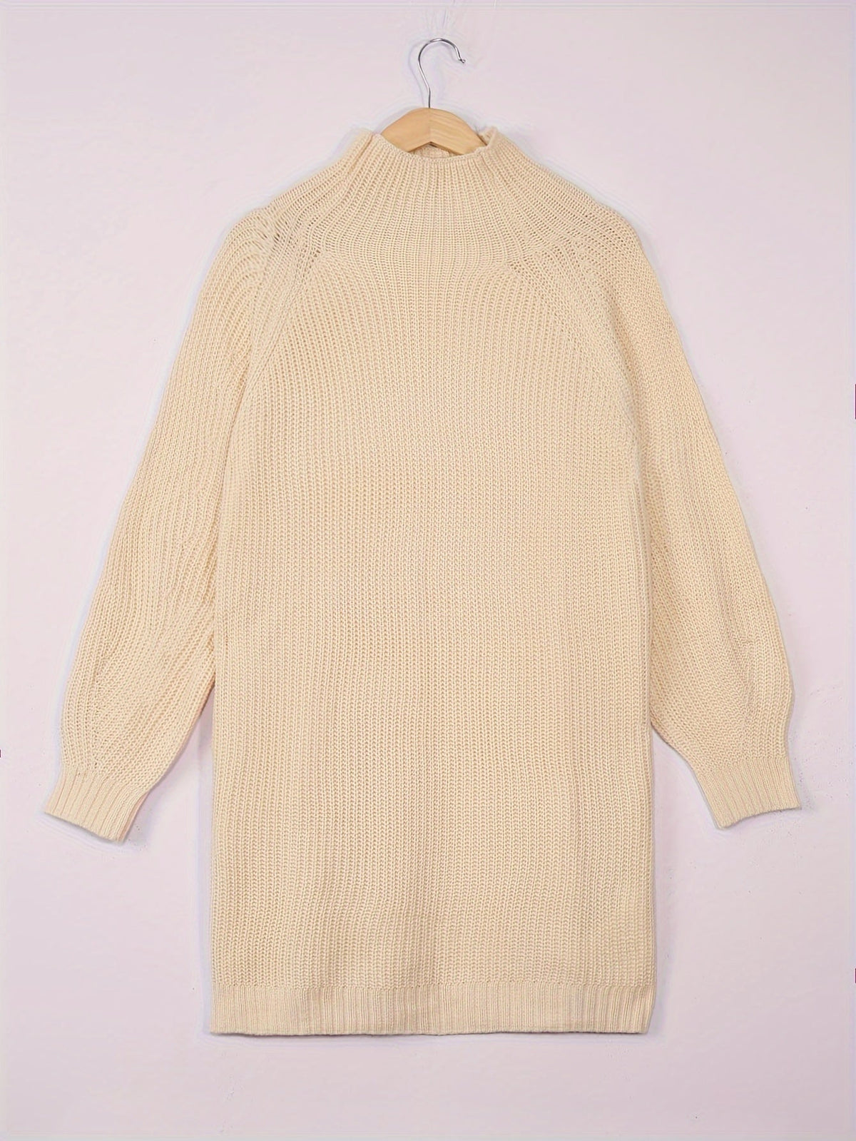 Relaxed Half-Turtleneck Sweater Dress in Soft Knit for Casual Wear