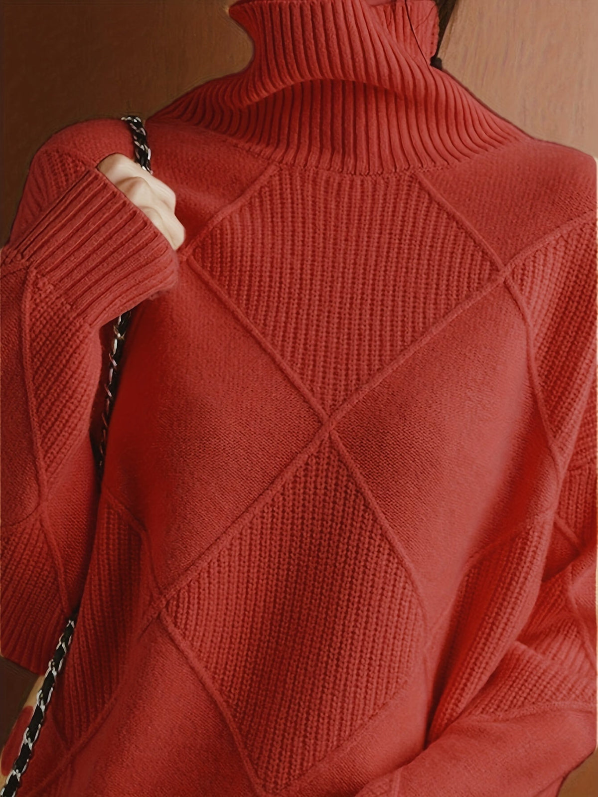 Textured Turtleneck Sweater | Knit Fabric | Casual Wear | Women's Apparel