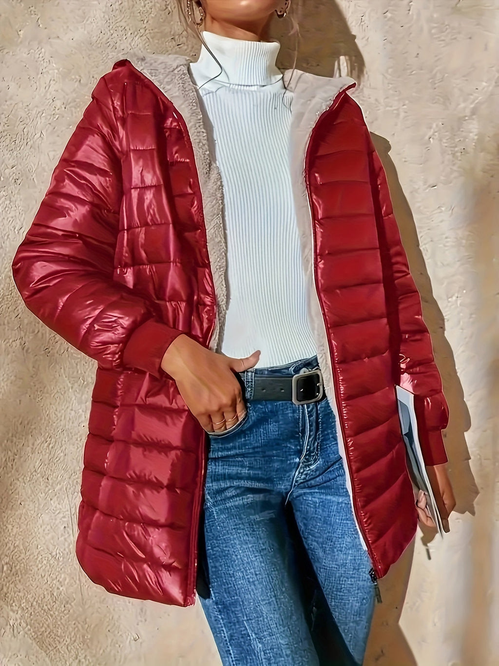 Quilted Longline Coat in Soft Fabric for Stylish Winter Outerwear