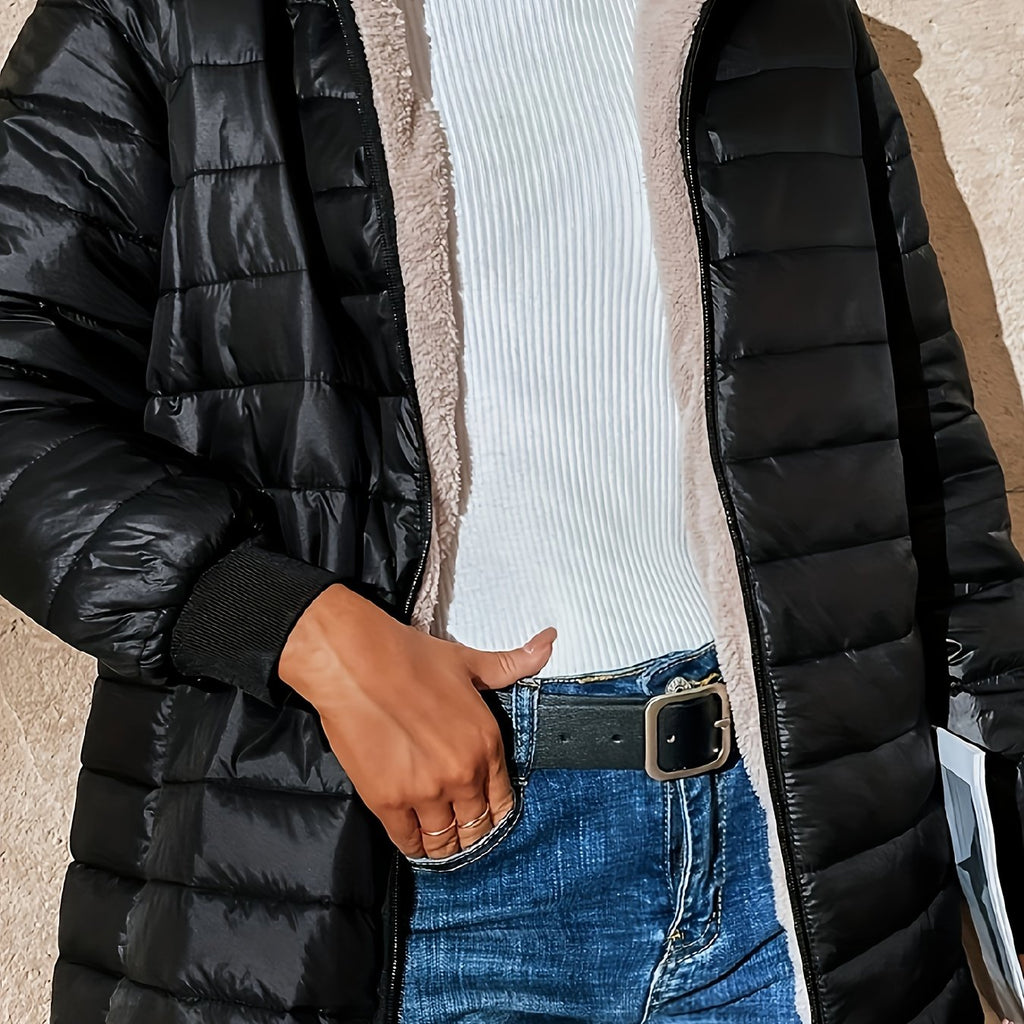 Quilted Longline Coat in Soft Fabric for Stylish Winter Outerwear