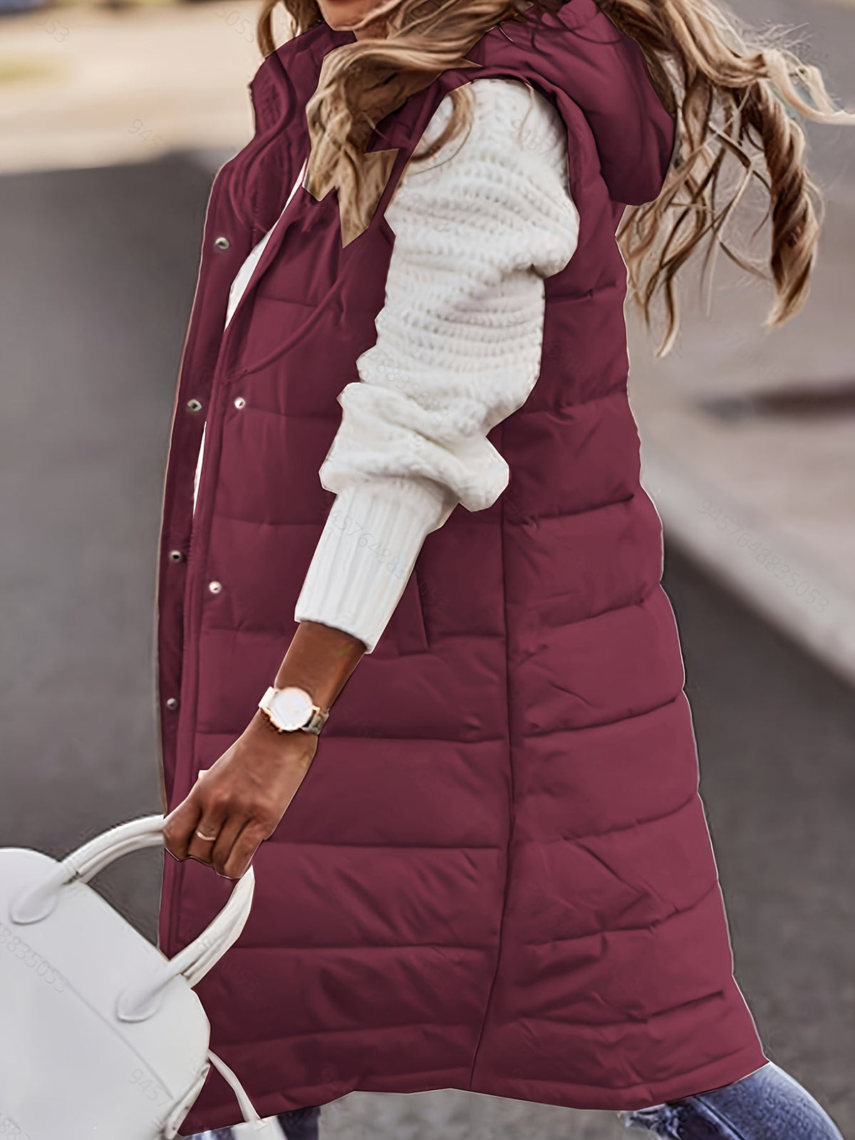 Longline Hooded Padded Vest for Women - Warm Insulated Outerwear