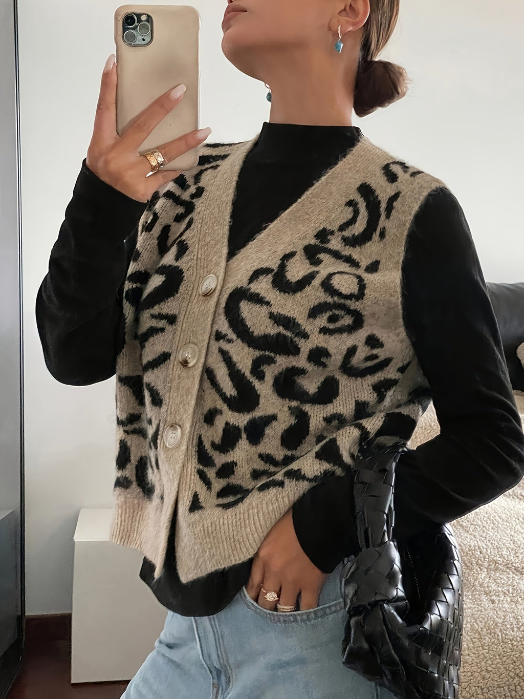 Patterned Button-Front Vest | Lightweight Fabric | Casual Wear
