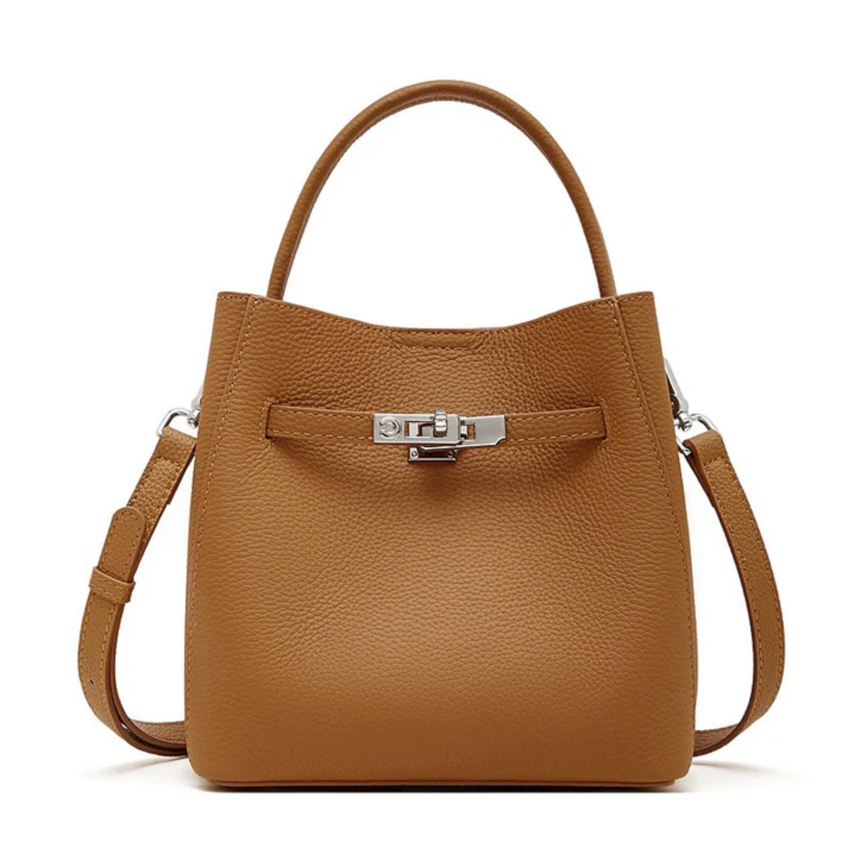 Leather Bucket Shoulder Bag – Everyday Handbag