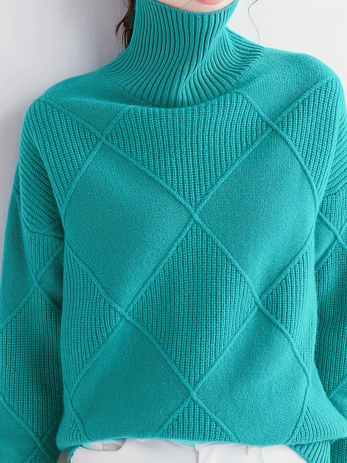 Textured Turtleneck Sweater | Knit Fabric | Casual Wear | Women's Apparel
