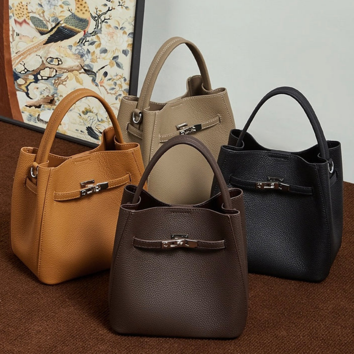 Leather Bucket Shoulder Bag – Everyday Handbag