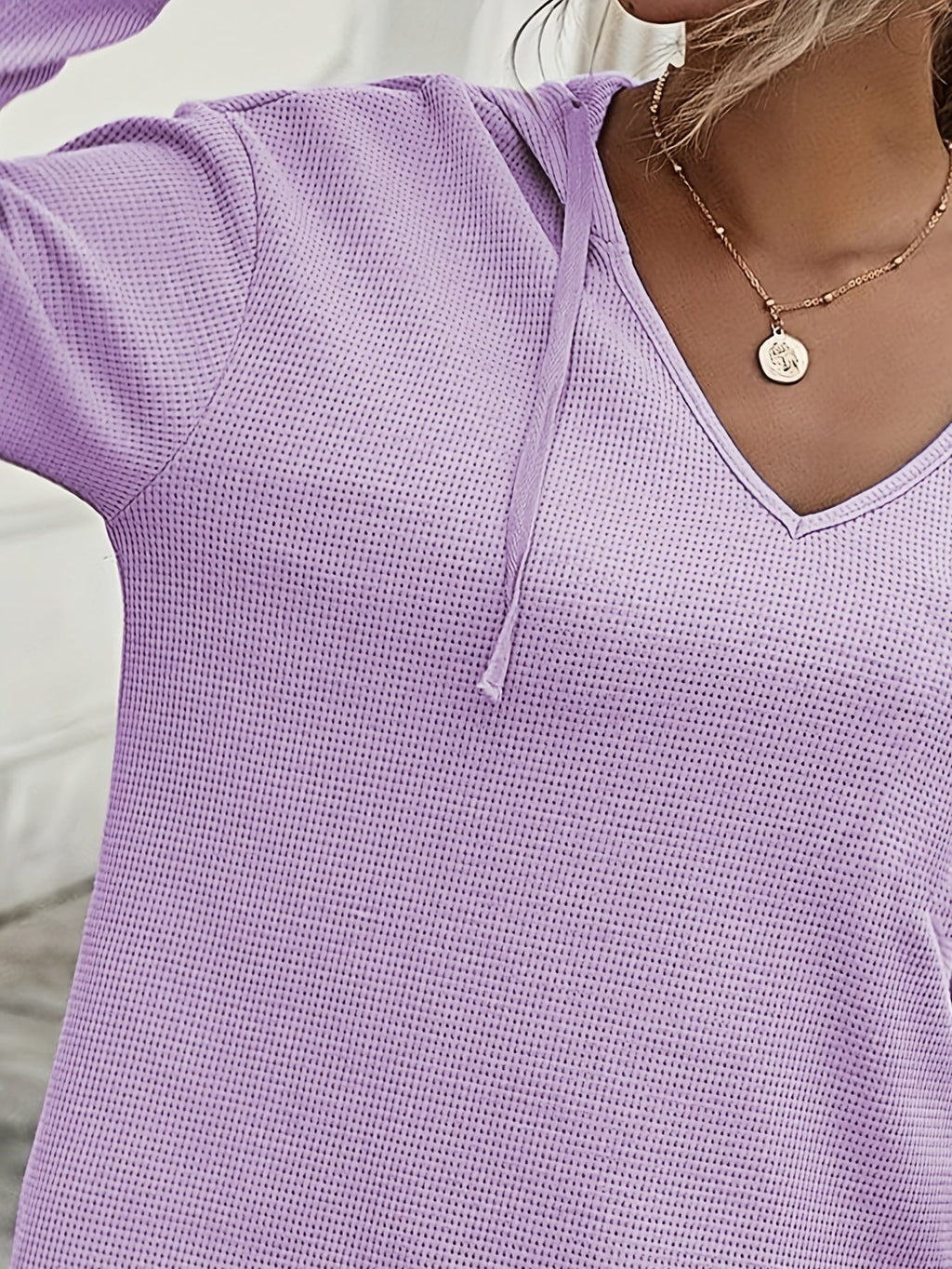 V-Neck Relaxed Hoodie for Women | Soft Cotton Blend Casualwear