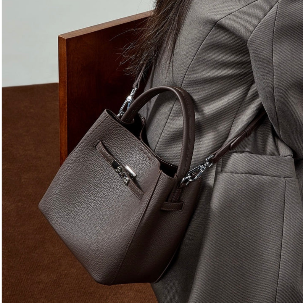 Leather Bucket Shoulder Bag – Everyday Handbag
