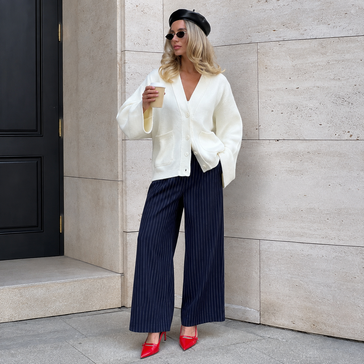 Everyday Essential – Soft Grey V-Neck Button Cardigan