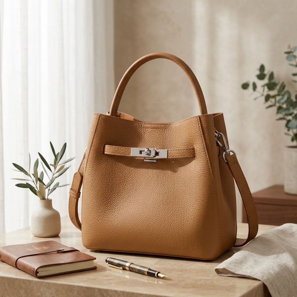 Leather Bucket Shoulder Bag – Everyday Handbag