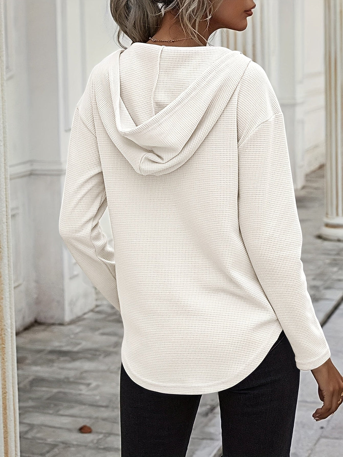 V-Neck Relaxed Hoodie for Women | Soft Cotton Blend Casualwear