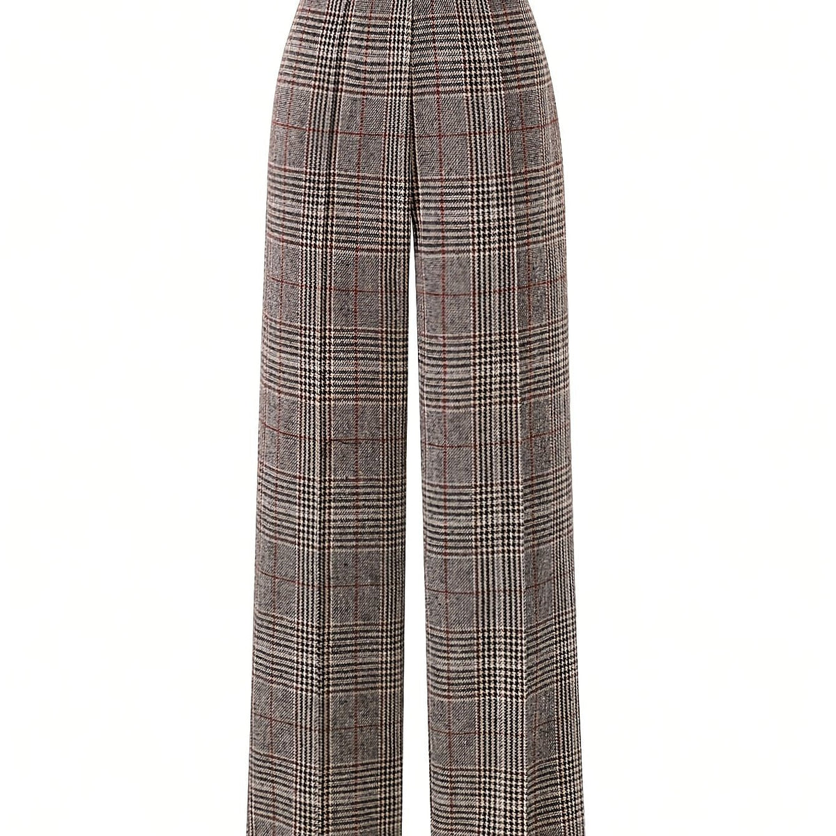 Wide-Leg Plaid Trousers for Women | Comfortable Cotton Blend Casual Pants