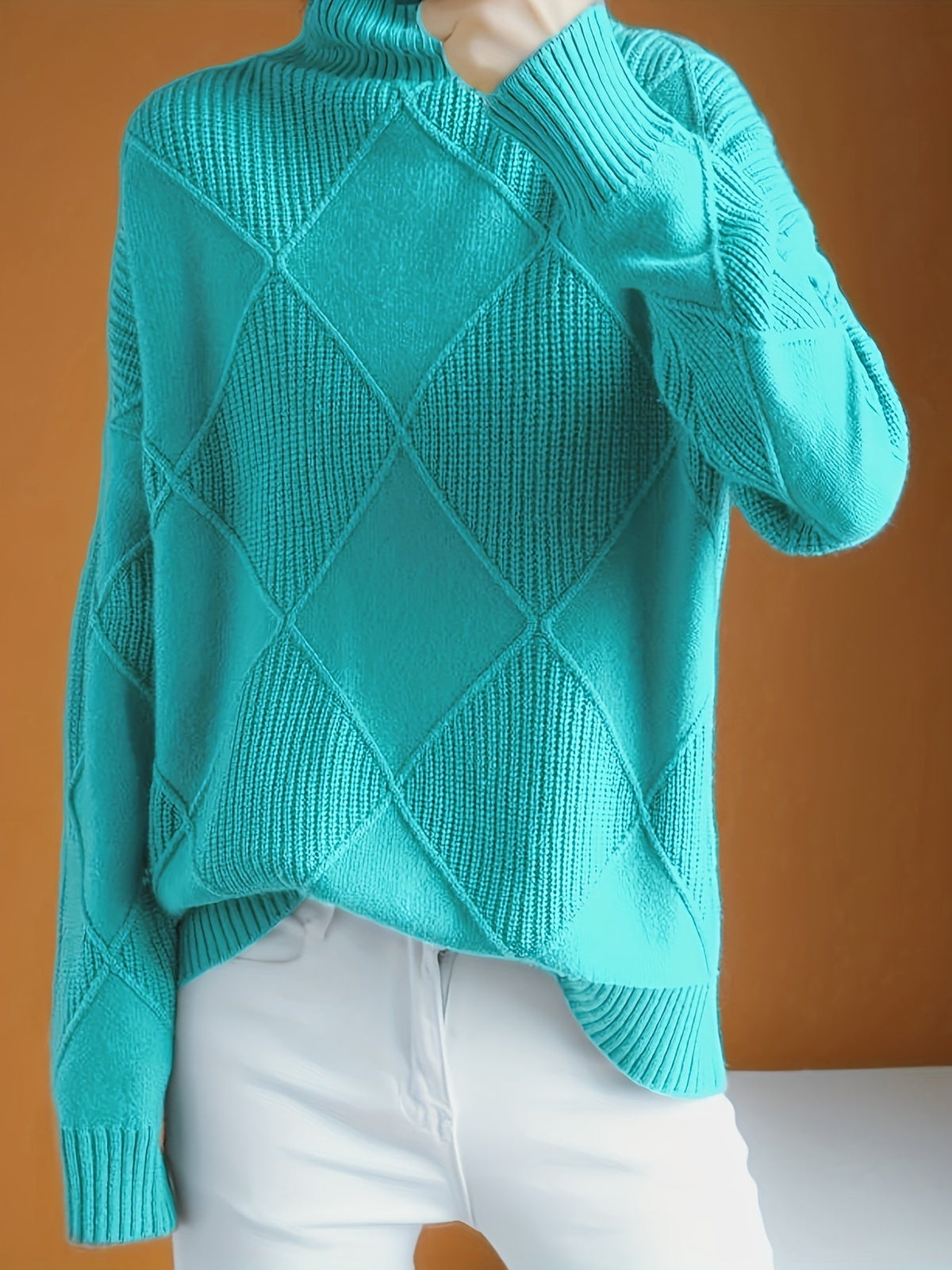 Textured Turtleneck Sweater | Knit Fabric | Casual Wear | Women's Apparel