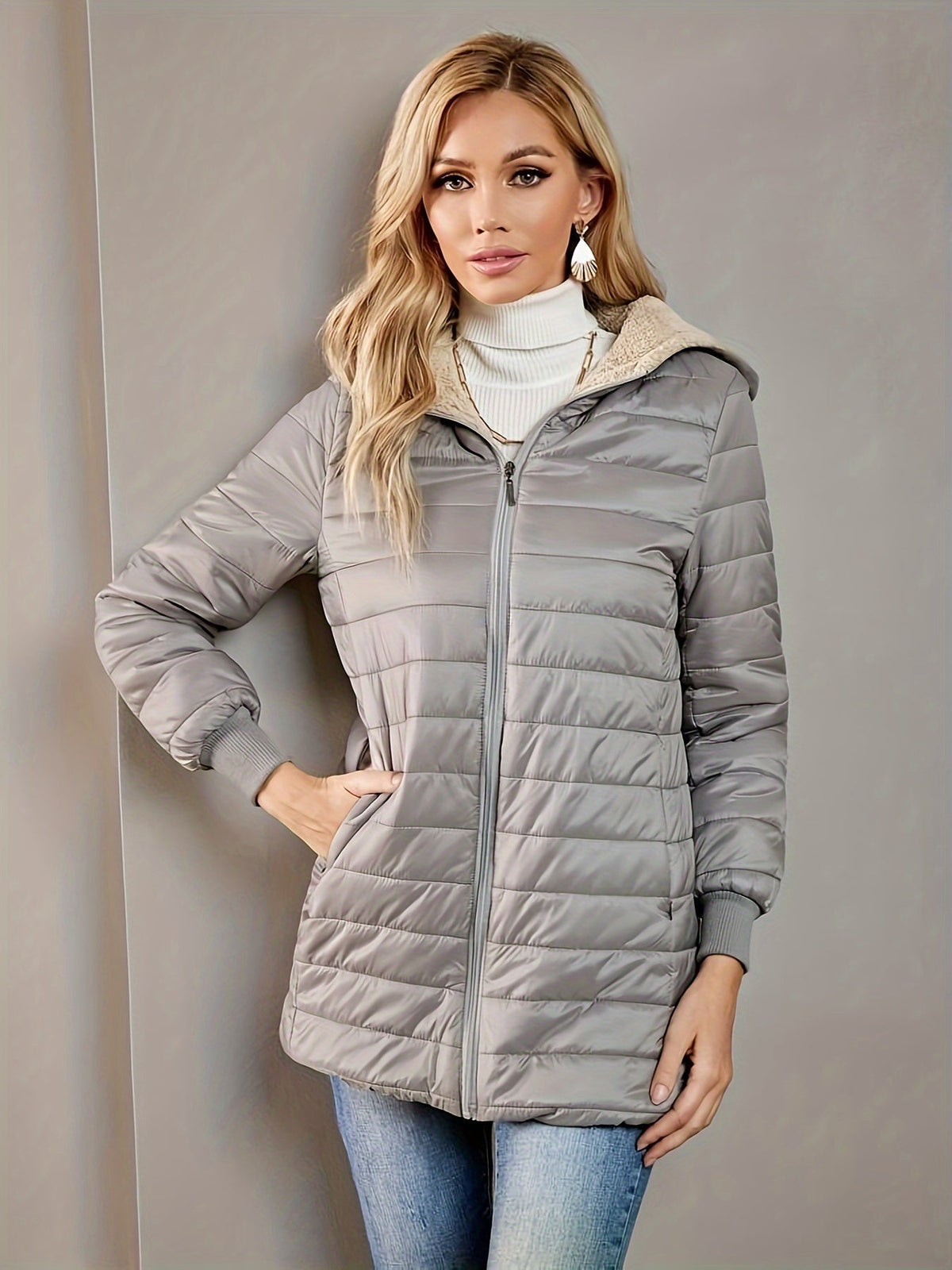 Quilted Longline Coat in Soft Fabric for Stylish Winter Outerwear