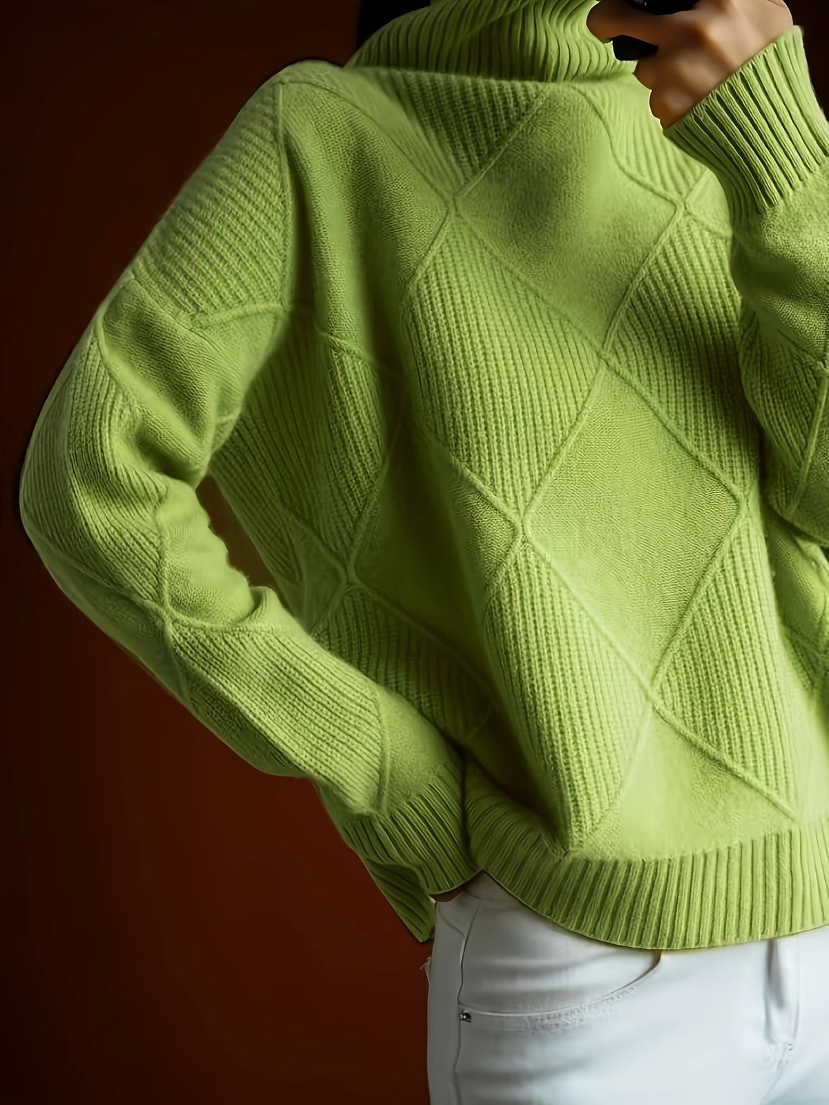 Textured Turtleneck Sweater | Knit Fabric | Casual Wear | Women's Apparel