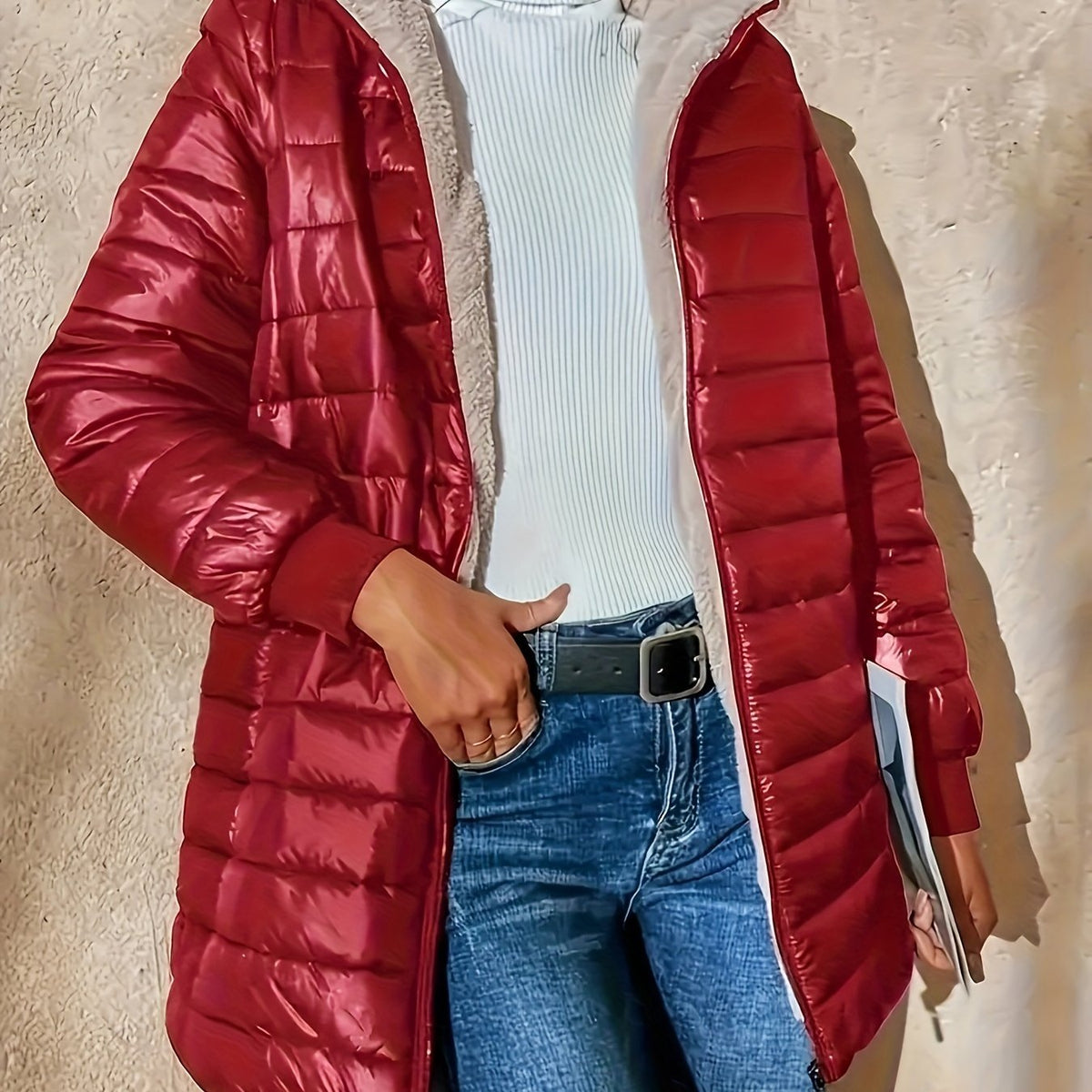 Quilted Longline Coat in Soft Fabric for Stylish Winter Outerwear
