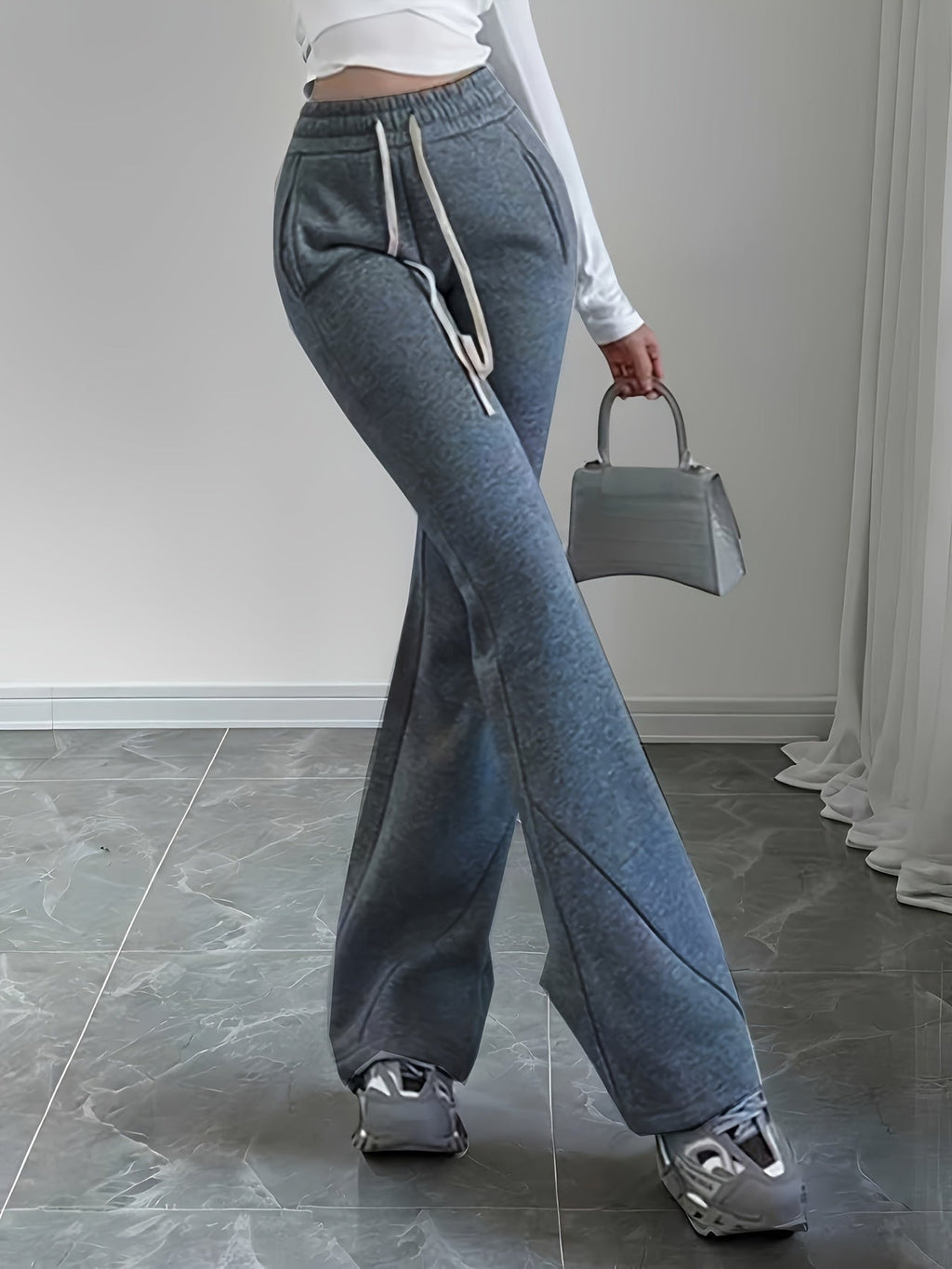 High-Waist Flared Lounge Pants | Soft Fabric | Casual Wear