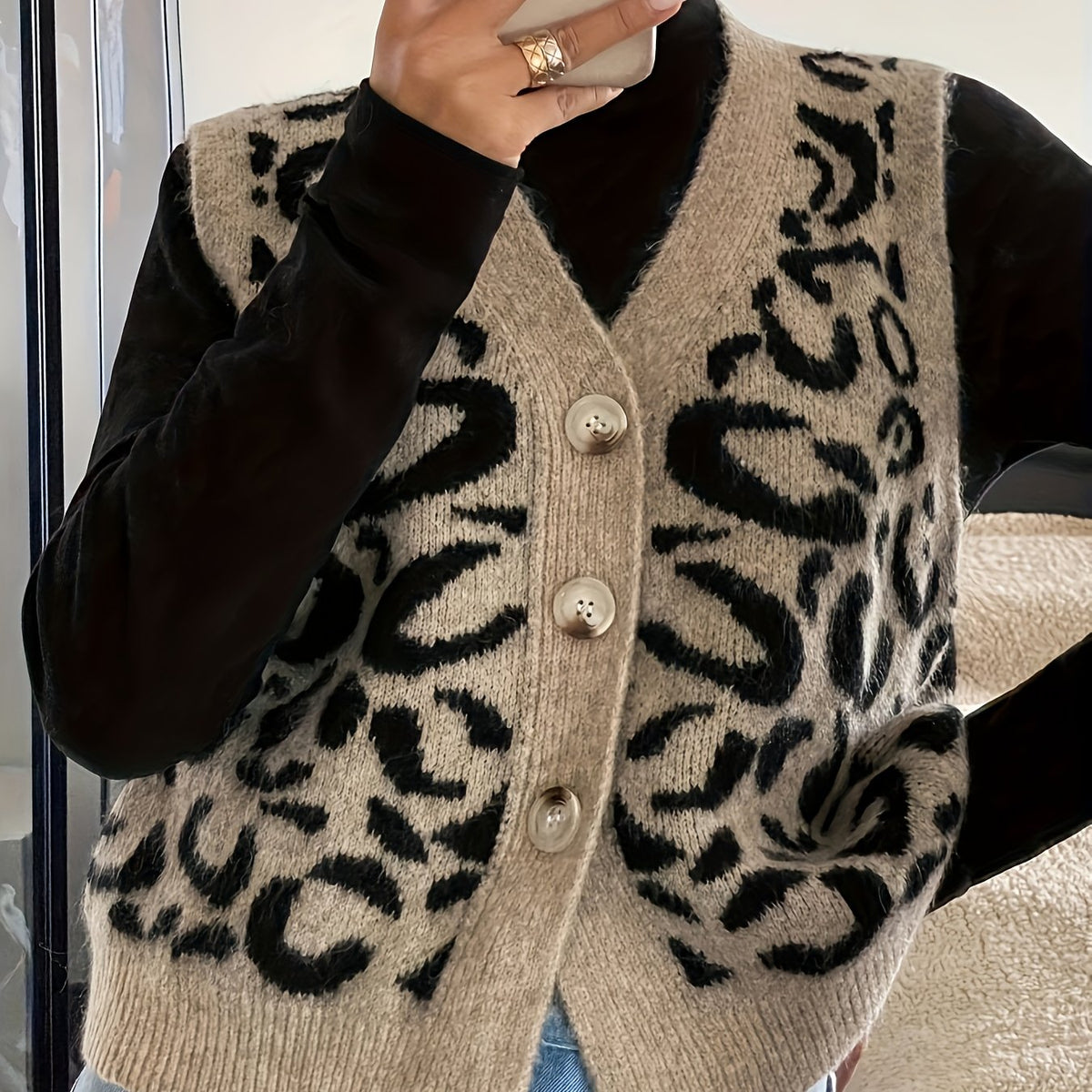Patterned Button-Front Vest | Lightweight Fabric | Casual Wear
