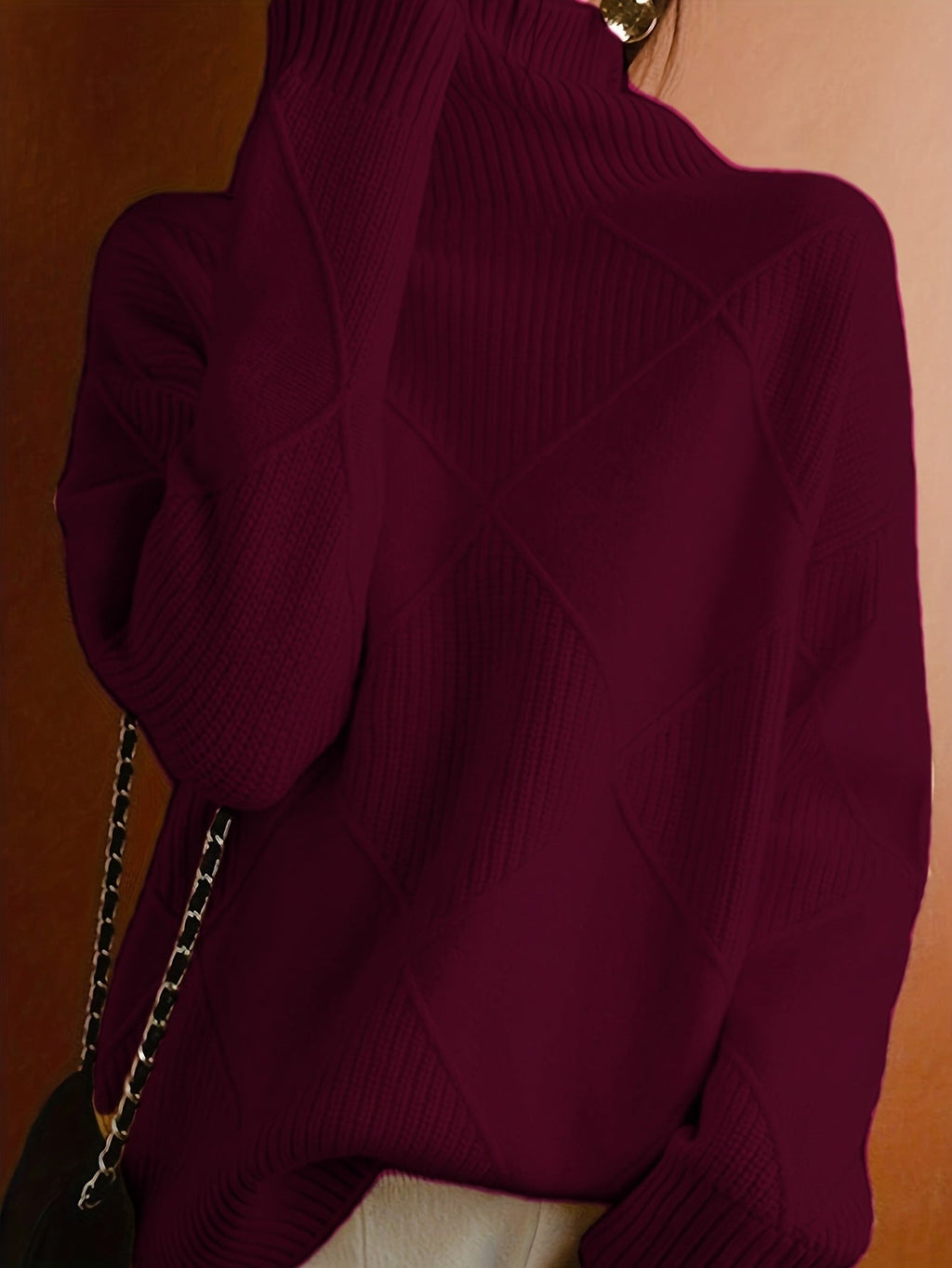 Textured Turtleneck Sweater | Knit Fabric | Casual Wear | Women's Apparel